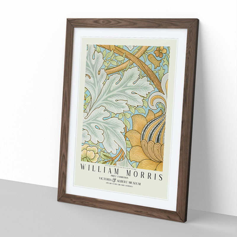 St. James Pattern with Border by William Morris - Picture Frame Graphic Art, 65cm H x 48cm W x 2cm D, Walnut