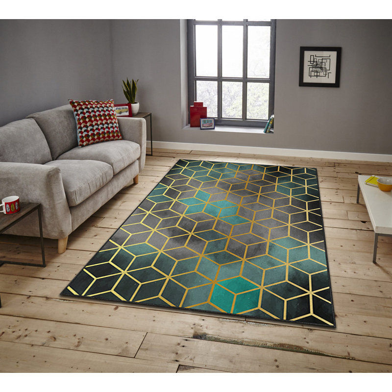 Luxurious Area Carpet (5.2 x 7.5 ft), 100% Polyester, 740 g/m² | Soft Velvet Fabric with Non-Slip Felt Dot Underside, Laminated Sponge for Comfort | Easy to Clean, Machine Washable at 86°F | Ideal for Living Room & Bedroom Decor