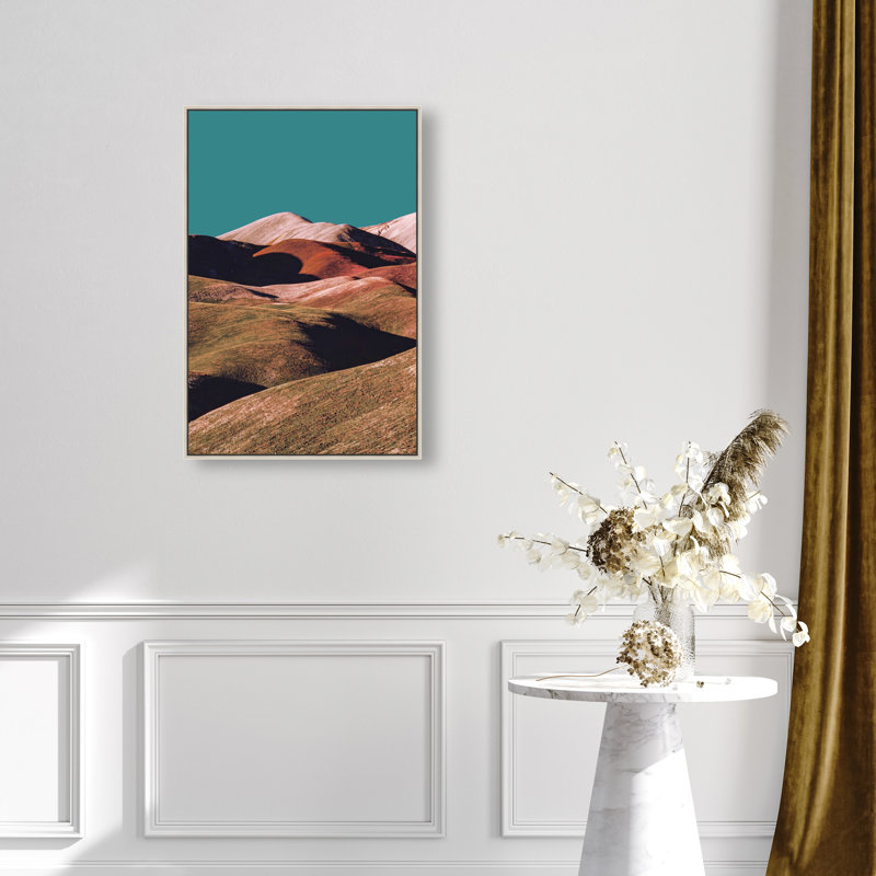 Mountains Over Turquoise Sky Print by Oliver Gal, 21"H x 31"W, Silver Floater Frame