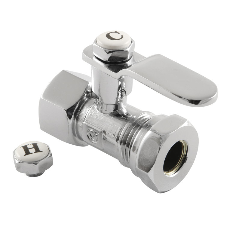 Kingston Brass Whitaker 1/2-Inch FIP x 1/2 or 7/16-Inch Slip Joint Quarter-Turn Straight Stop Valve