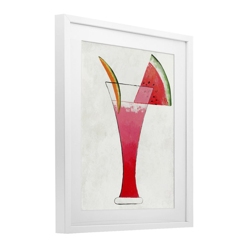 «Summer Cocktail Watermelon Slice», reproduction encadrée sous verre, conception par Lorenzo Collective, H 16 po x l 13 po