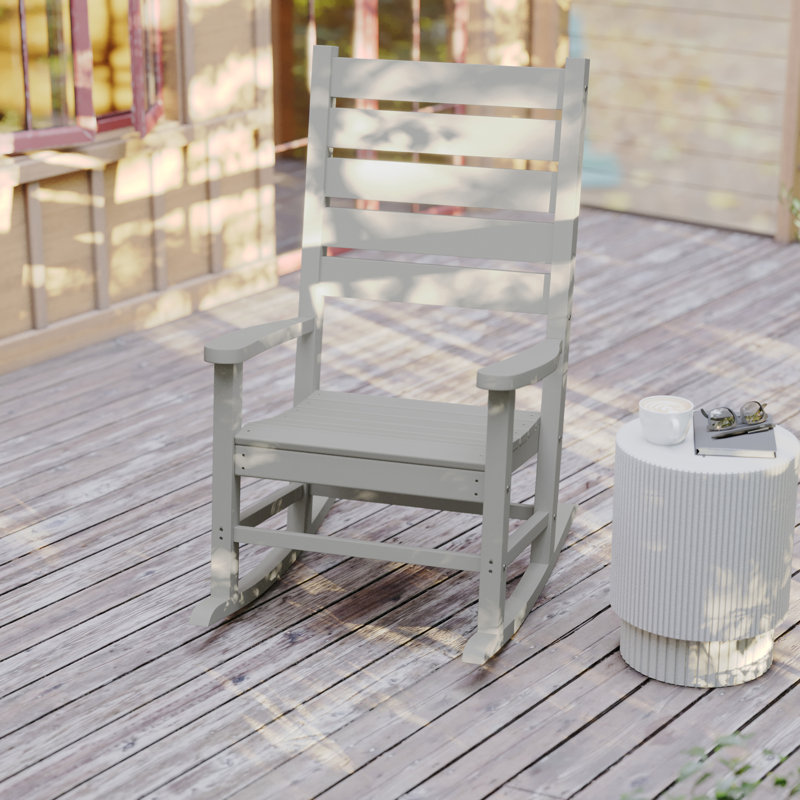 Chaise berçante d'extérieur en PEHD toutes saisons de qualité commerciale Maxance, Blanc