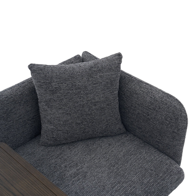 Chaise de lecture moderne, chaise d'appoint rembourrée avec table et coussin, Gris foncé