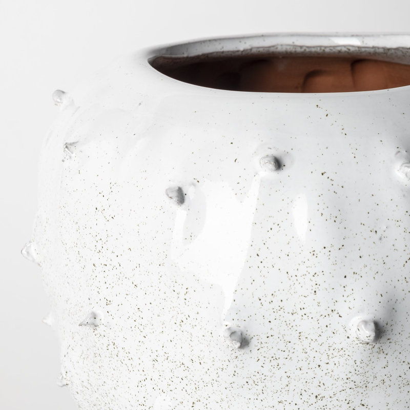 White Ceramic Table Vase, 11.41" H x 8.26" W x 8.26" D