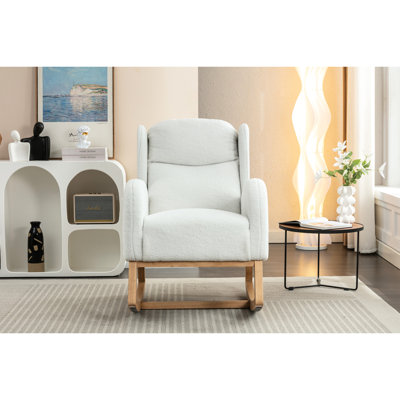 Chaise berçante avec pieds en bois respirant et fin en tissu