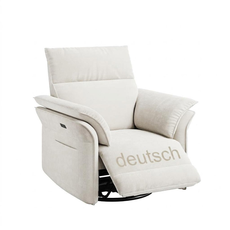 Fauteuil oscillant inclinable électrique pour le salon, fauteuil berçant à 360 ° avec inclinaison réglable, Beige Chenille