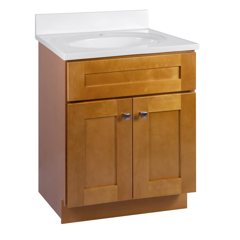 Brookings 25 Inch Bathroom Vanity with Top, Ready to Assemble, Painted Sherwin Williams – Design House, 597567, Brown