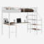 Lit mezzanine avec bureau en forme de L, grand espace de rangement et compartiments de rangement, structure de lit robuste avec escalier, garde-corps continu, peu encombrant, silencieux, sans ressorts éléphants requis