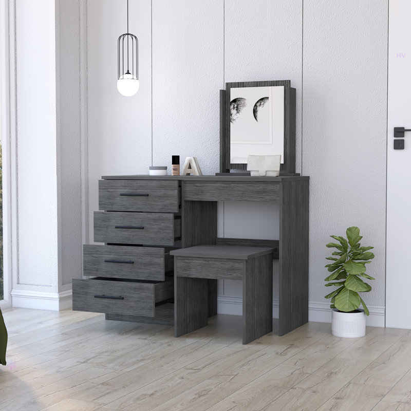 Coiffeuse 4 tiroirs avec tabouret Stonington