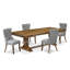 Cet ensemble de salle à manger moderne 5 pièces comprend une table de cuisine rectangulaire et 4 chaises de salle à manger en tissu de polyester gris clair, noyer antique-2140053413