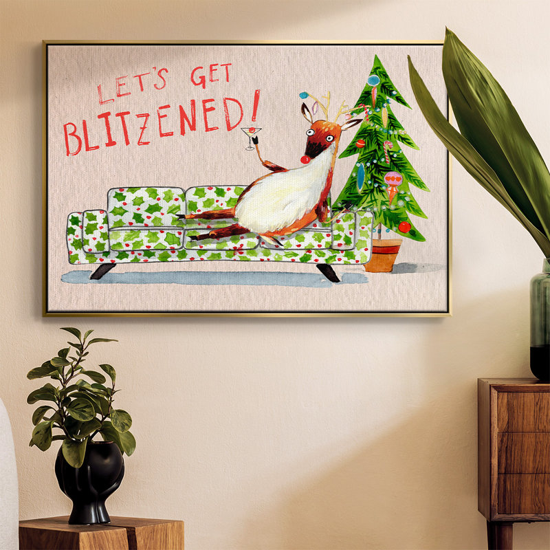 «Get Blitzened II», reproduction encadrée sur toile, H 25 po x l 37 po x P 2 po, Or