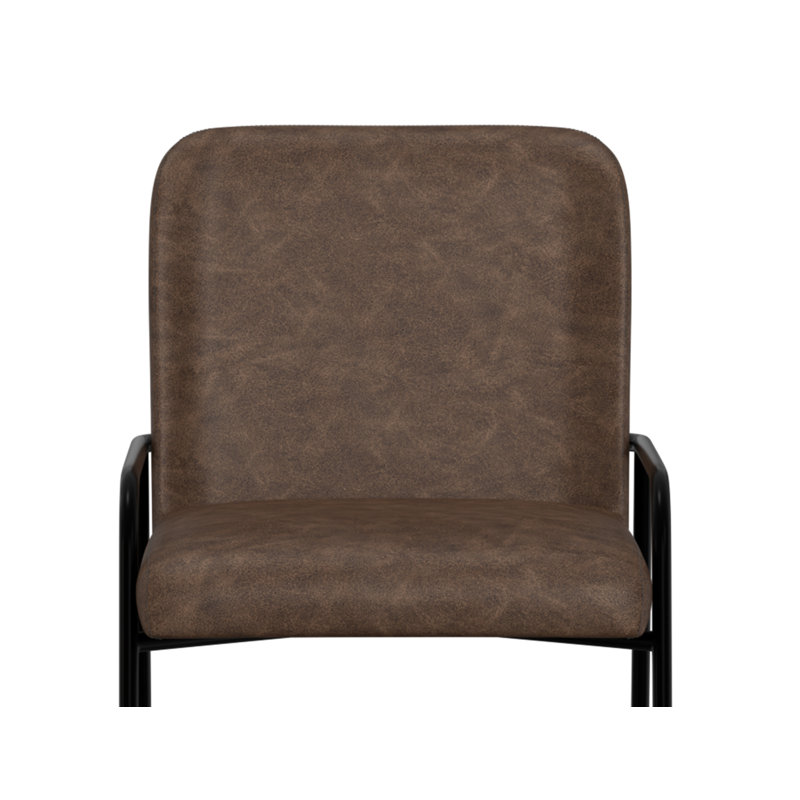 Chaise Suze, dossier arqué, Tabouret de comptoir (siège d'une hauteur de 24 p, Similicuir hickory