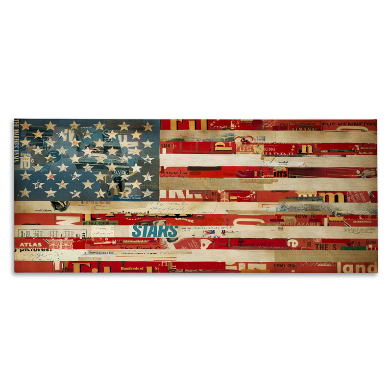 Art mural patriotique sur un drapeau collé par Kelsey Hochstatter, H 13 po x l 30 po