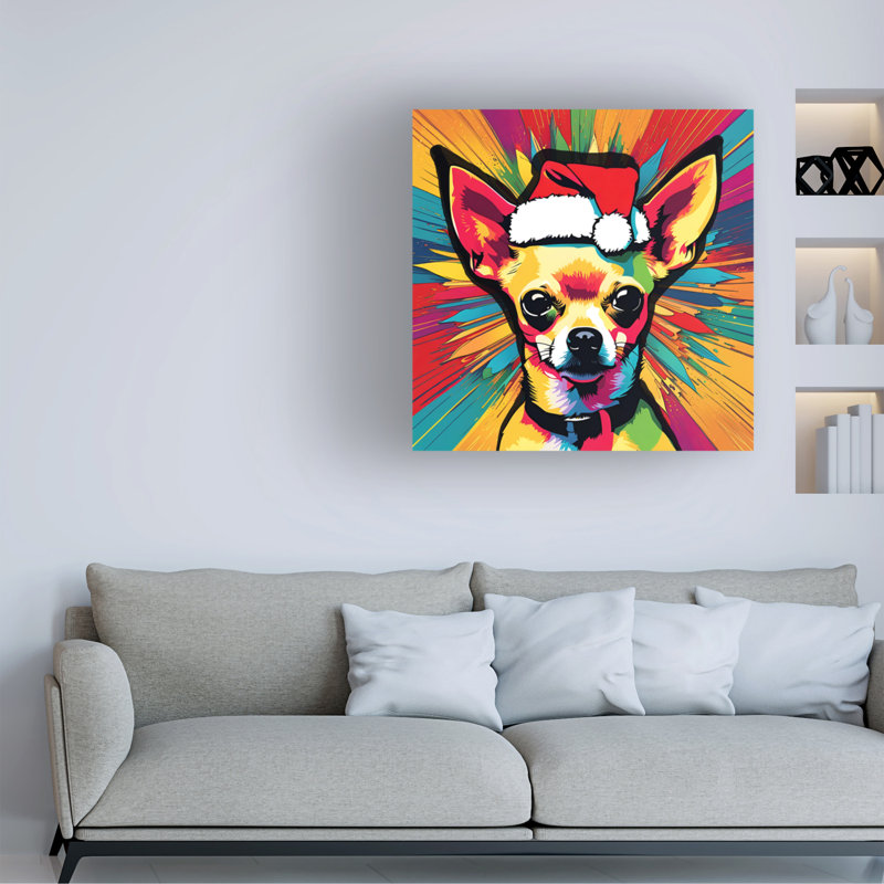 Art sur toile Tina Lavoie Santa Chihuaha, H 14 po x l 14 po