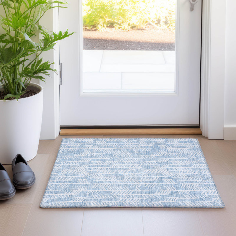 Premium Machine Washable Prisco Sky Rug, Rectangle 1'8" x 2'6"