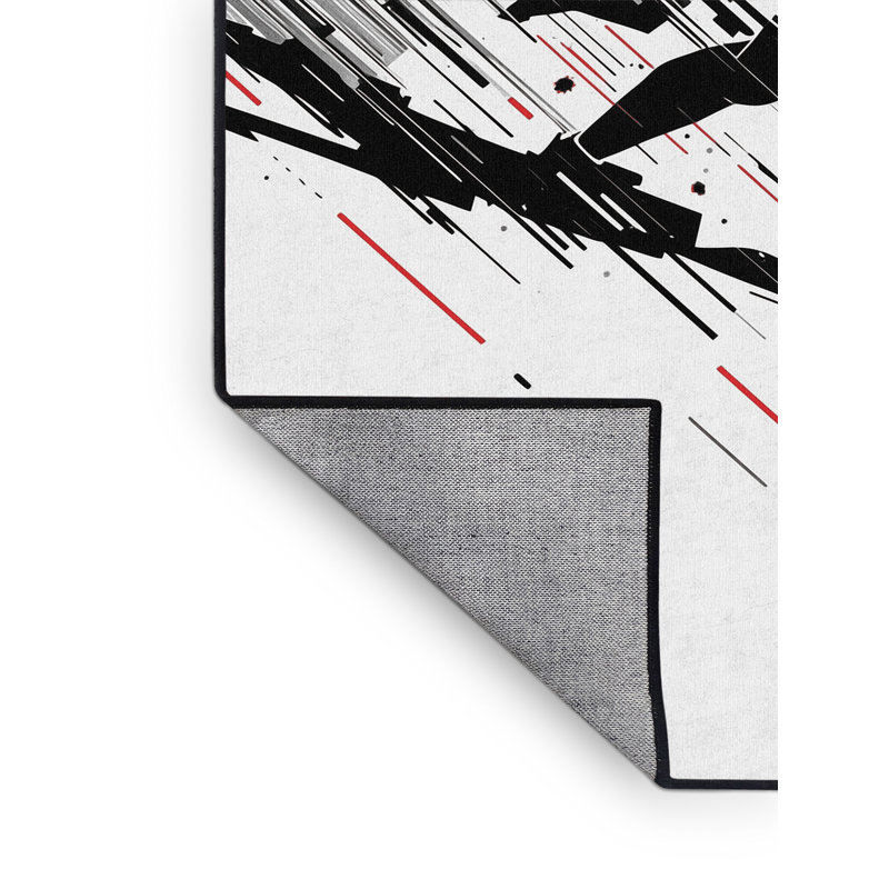 Machine Washable Marvale American Football Action Play Modern & Contemporary Geometric Rug in Gray – Black Binding, 3x5