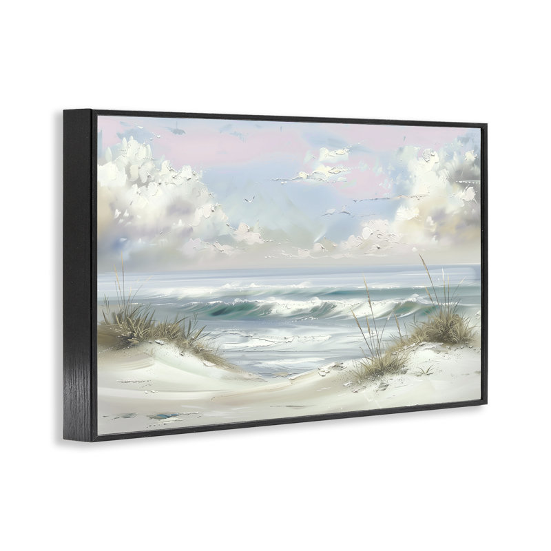 «Sea Breeze & Coastal Dunes», art numérique par Annabelle Hall, Giclée encadrée noir minuit, H 20 po x l 30 po