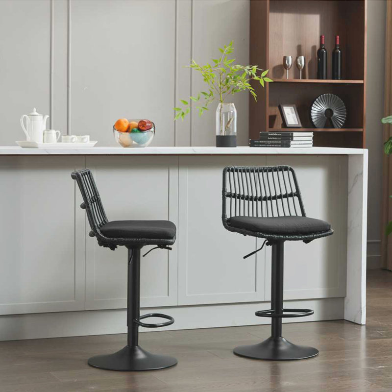 Chaise de bar pivotante 360, Tissu noir / structure noire