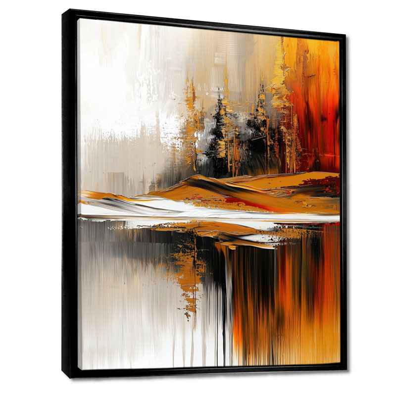 Olajide, forêt d'automne abstraite dans un horizon éthéré I - paysages, art mural, Noir, Reproduction avec cadre flottant