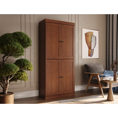 Bibliothèque 100% bois massif à 6 tablettes, portes Shaker, tablettes réglables, 32 po de largeur, 71,5 po de hauteur