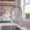 Kitchen Faucet with Pull Down Sprayer, Stainless Steel Kitchen Faucet, Utility Single Handle Spring Sink Faucets 1 or 3 Hole, Kitchen Faucets for Farmhouse Camper Laundry Rv Bar