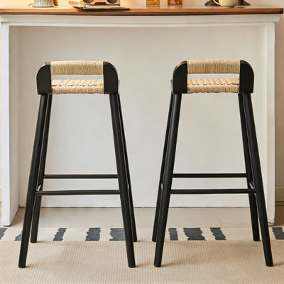 Chaise d'appoint noire à dossier bas (lot de 8)