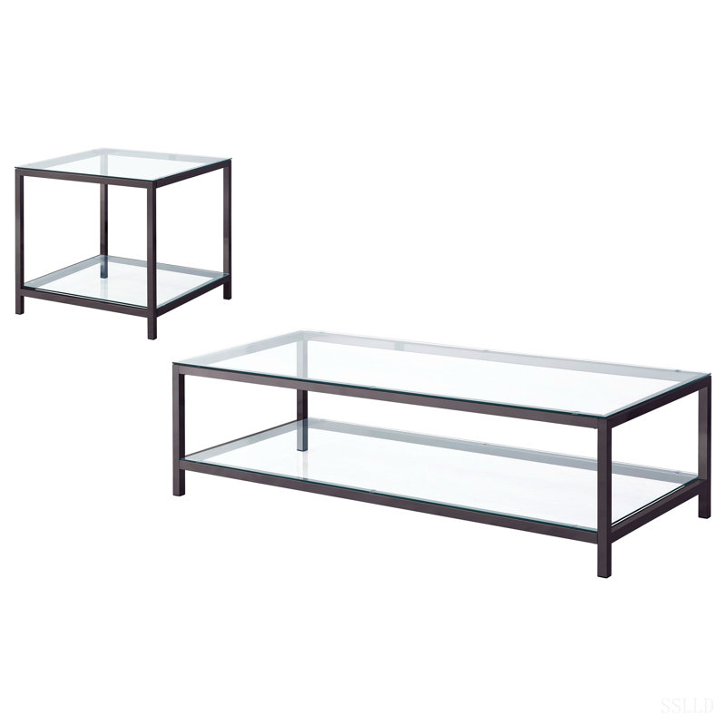 Natasha Black Nickel 2-piece Coffee Table Set