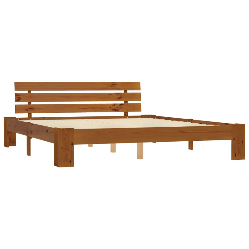 vidaXL Bed Frame Solid Pine Wood, Super King (6'), Honey Brown