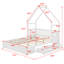 Lit pour grand lit pour enfants, lit plateforme bas avec 2 tiroirs de rangement, cadre de lit en bois avec garde-corps et toit-726663990