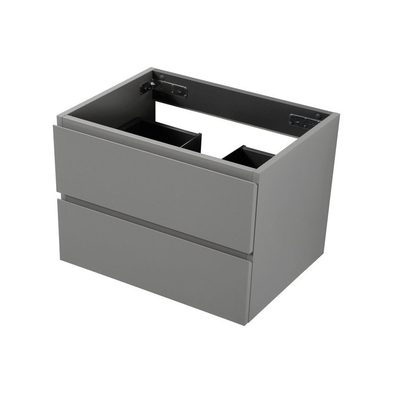 Meuble-lavabo de 24 po avec lavabo en céramique, deux portes d'armoire avec poignées en alliage de zinc, bois massif, sans les robinets