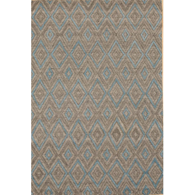 Hand Knotted Wool Geometric Area Rug in Gray
