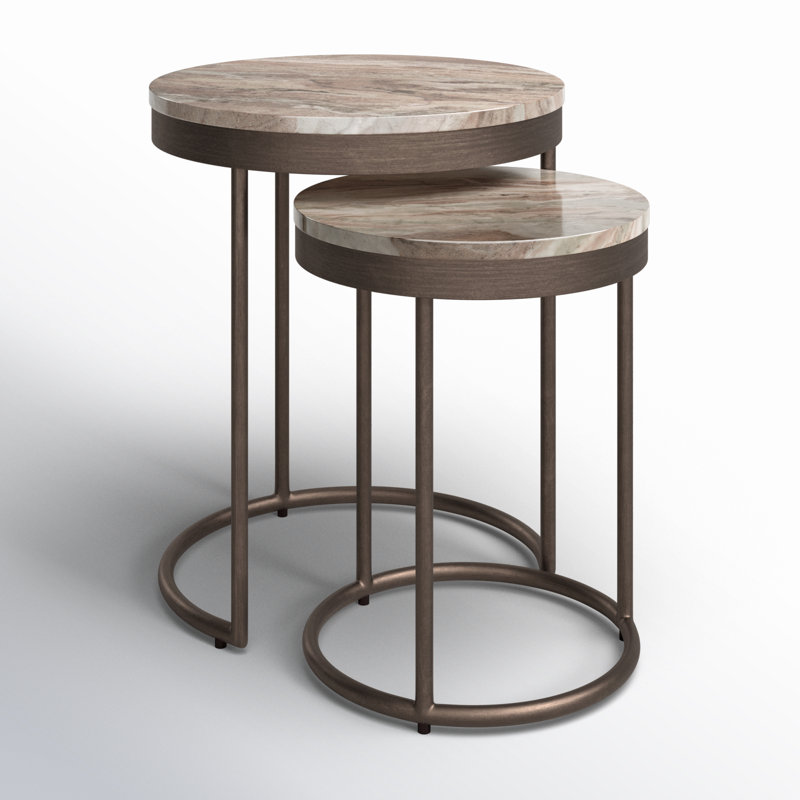 Rolf Marble Top Nesting End Table (Set of 2)