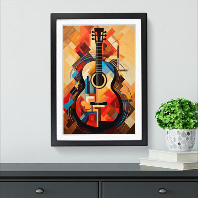 XYZ-FRM-V1223-1745 Acoustic Guitar Abstract - Single Picture Frame Print on Wood