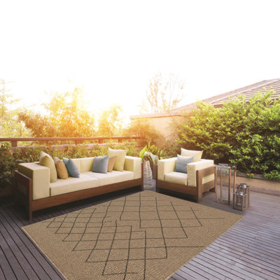 Poole Collection Natural Tan Geometric Area Rug