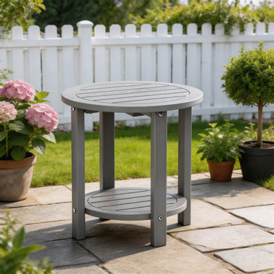 Table de bout ronde d'extérieur en résine / plastique 16 po Adirondack