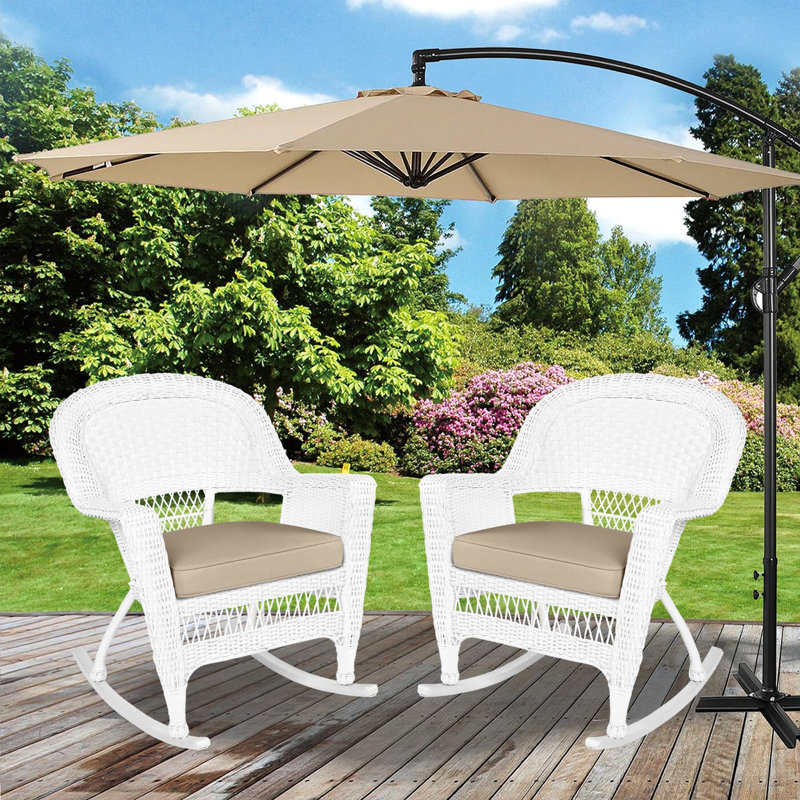 Chaise berçante en osier Raenesha, Blanc, Brun clair