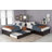 L-Shaped Platform Bed With Trundle And Drawers Linked With Built-In Desk-188823559