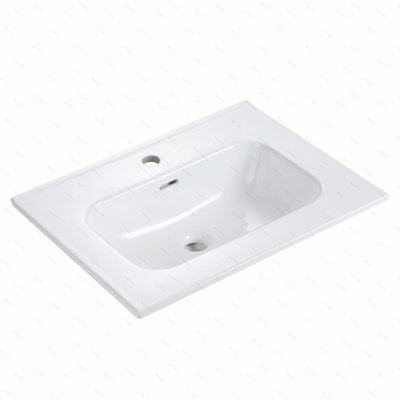 BB0924Y311, lavabo intégré en céramique blanche avec un trou de robinet pré-percé, ensemble de drain NON inclus