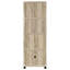 Distressed Pine 3 - Shelf Media Tower, Engineered Wood, Four Storage Compartments, For Restricted Spaces Wood Tower With Finish, Vertical Orientation Space Efficiency, Ideal Primary Living
