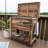 Backyard Discovery Acacia Wood Patio Bar Cart Beverage Cooler with Locking Wheels and Bottle Opener