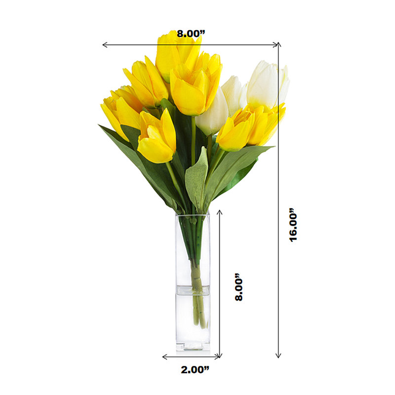 Fleur de tulipe artificielle dans un vase, Crème / jaune