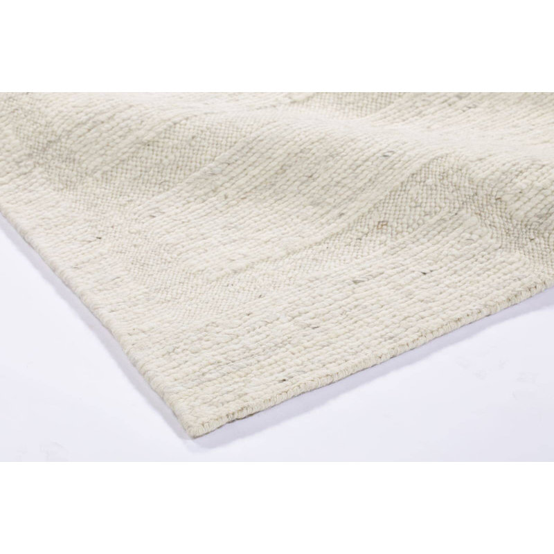 Intermix Flatweave Wool Geometric Area Rug in Salt/White, Rectangle 3' x 5'