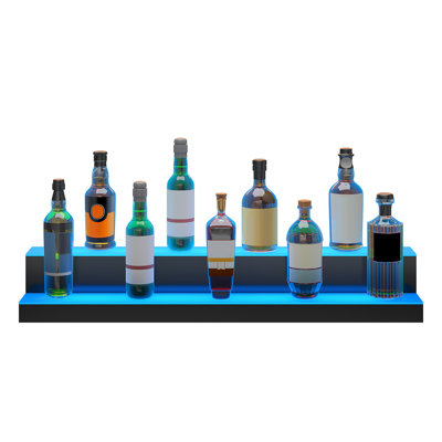LED Lighted Liquor Bottle Display Bar Shelf RF & App Control 40" 2-Step