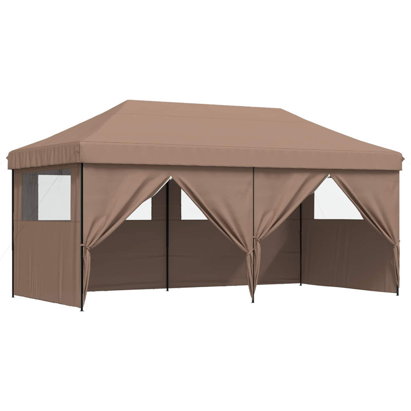 Vidaxl Foldable Tent Pop-Up With 4 Side Walls Outdoor Party Tent Garden Gazebo, Black, Brown