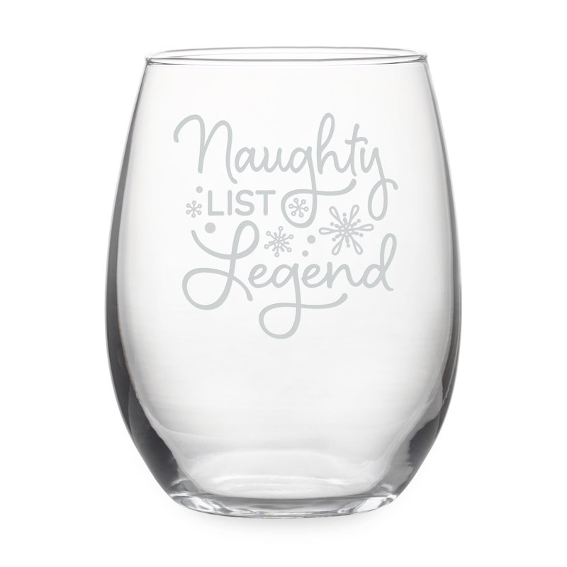 Ensemble de 2 verres à vin sans pied Naughty List Legend