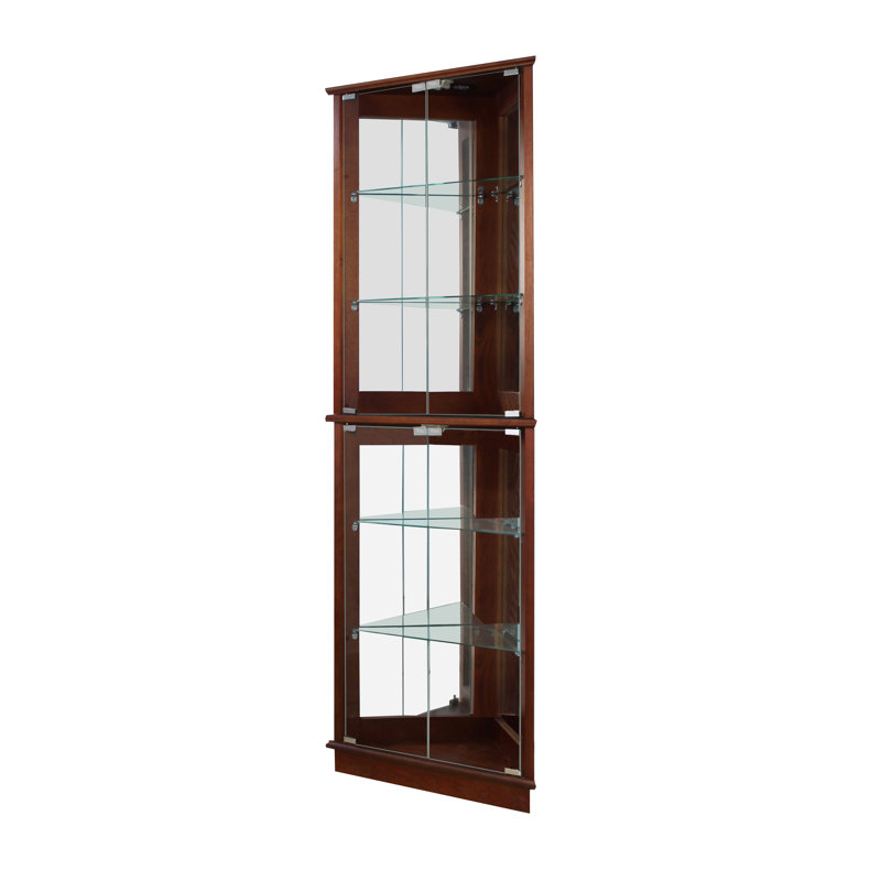Armoire vitrée de coin lumineuse Olivian, Noyer