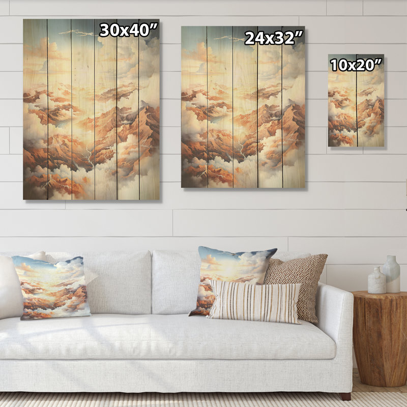 Blanc blanc, nuages, paysage, minimalisme - nuages, art mural sur bois de pin naturel, H 40 po x l 30 po