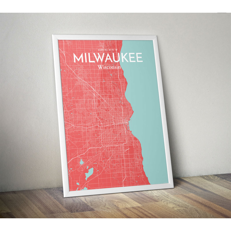 Milwaukee City Map - No Frame Print, 50.8cm H x 40.6cm W x 0.13cm D