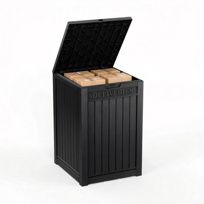 30.53"H 48 Gallon Water Resistant Lockable Resin Package Delivery Box(Black)