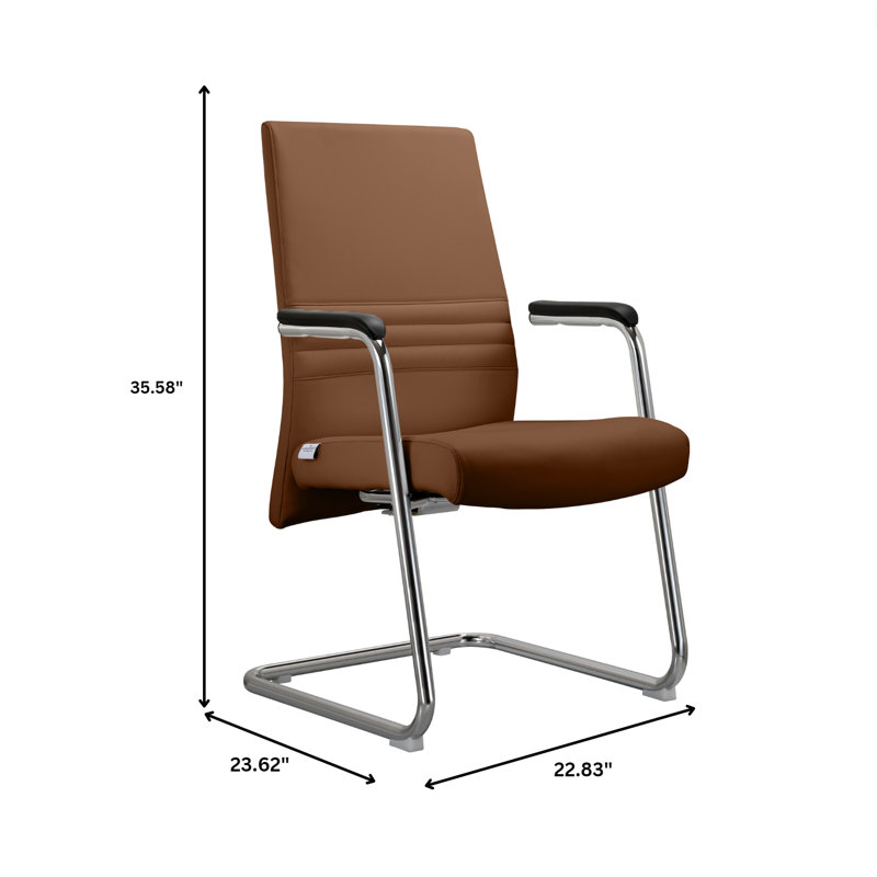 Aleen Modern Leather Upholstered Office Chair – Sleek Seat & Metal Armrest, Ergonomic Swivel Desk & Conference Seating with Adjustable Height & Fixed Frame
